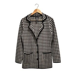 Mendocino 100% Merino Wool Houndstooth Knit Cardigan Blazer Medium